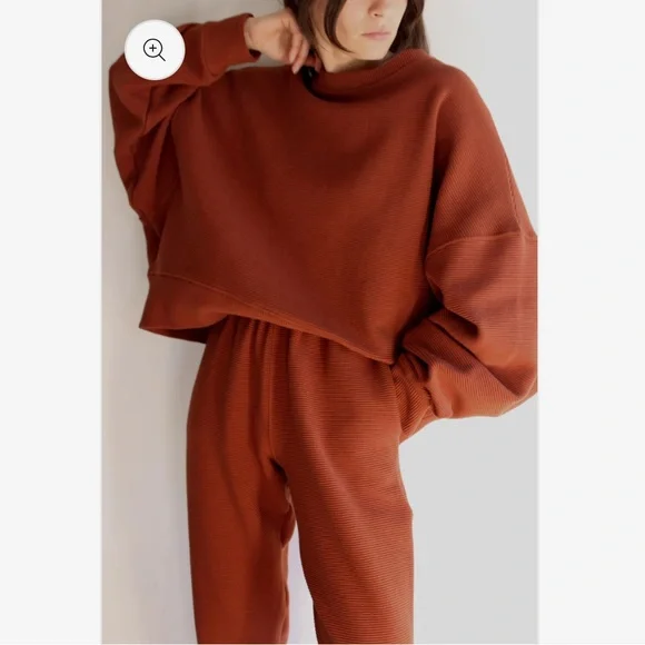 Na Nin rippled cotton oversized sweatshirt one size color cinnamon - Picture 3 of 12